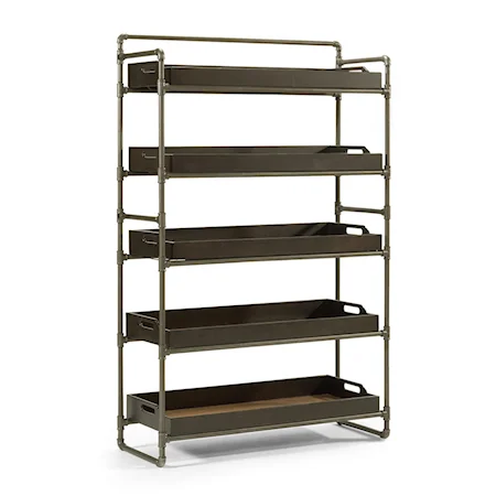 Mission Industrial Bookshelf with Removable Tray Shelves